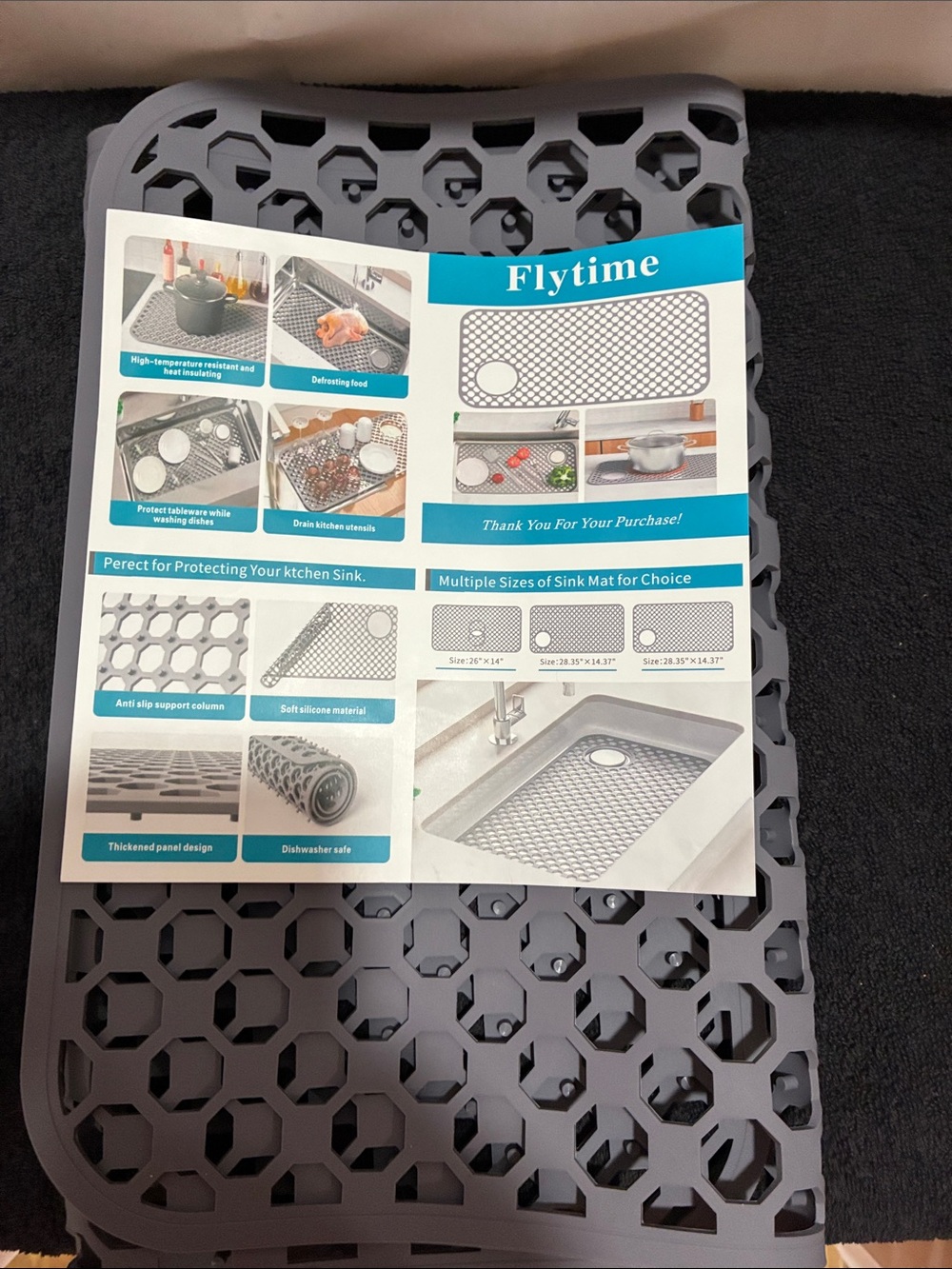 Gray Silicone Sink Protector Mat - Hexagon Design NWT